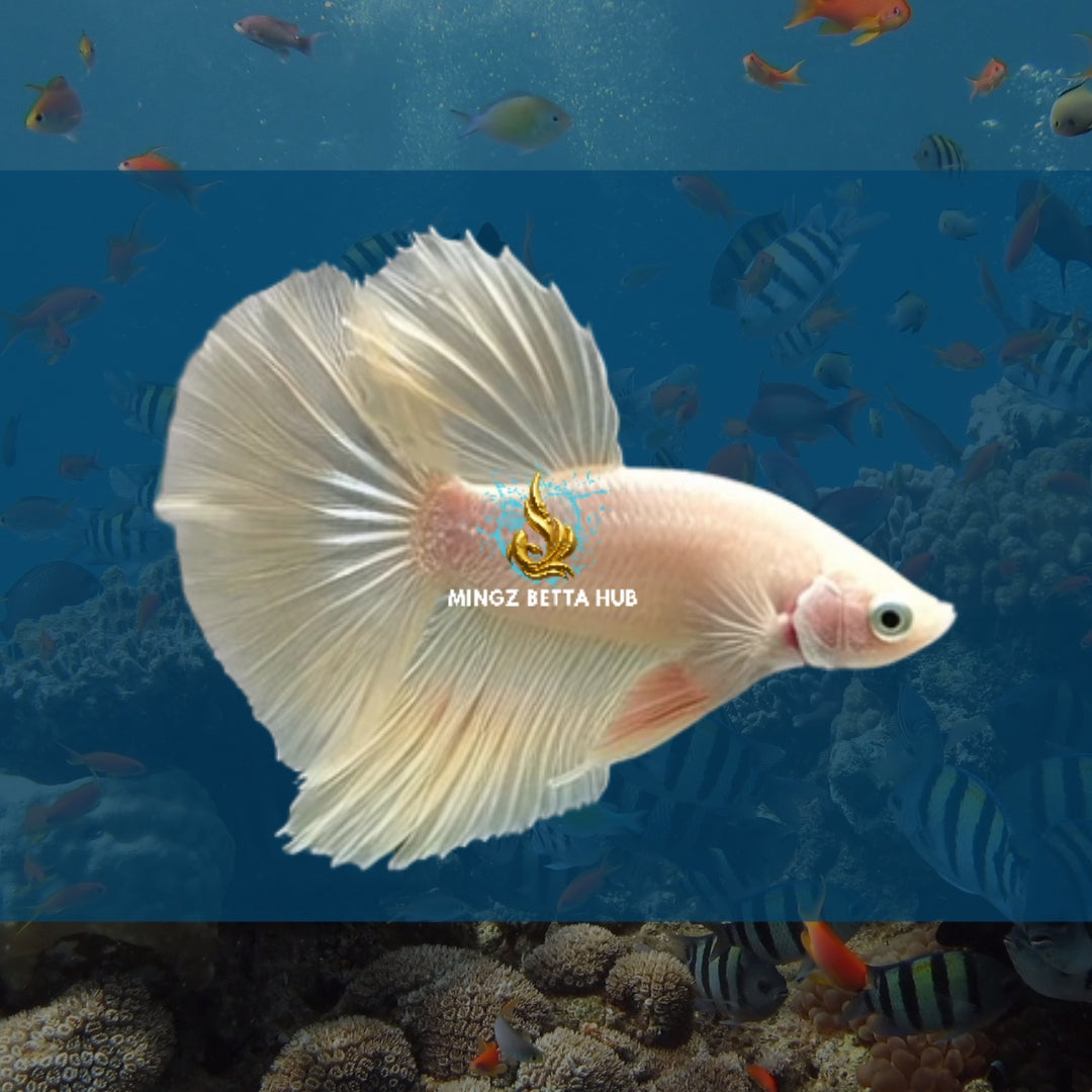 FEMALE WHITE HALFMOON BETTA FISH